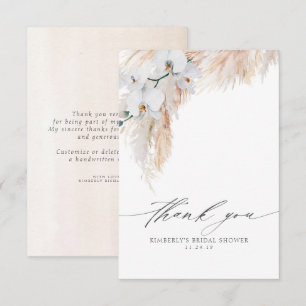 Pampas Grass Floral Bridal Shower Small Thank You Card