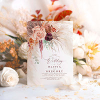Pampas Grass Floral Burgundy Terracotta Wedding
