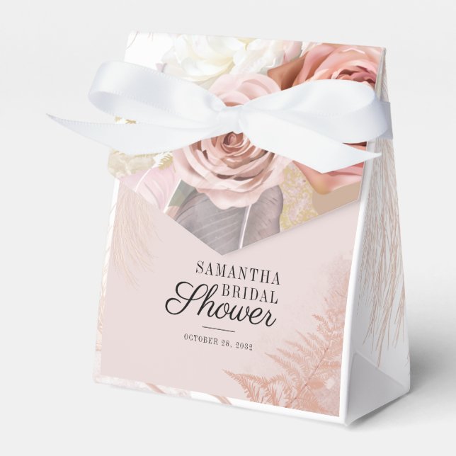 Pampas Grass Floral Chic Bridal Shower Favour Box (Front Side)
