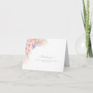 Pampas Grass Floral Elegant Wedding Thank You Card