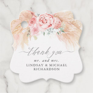 Pampas Grass Floral Elegant Wedding Thank You Favo Favour Tags