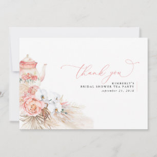 Pampas Grass Floral Pink Bridal Shower Thank You Card