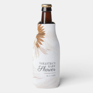 Pampas Grass Floral Script Baby Shower Bottle Cooler