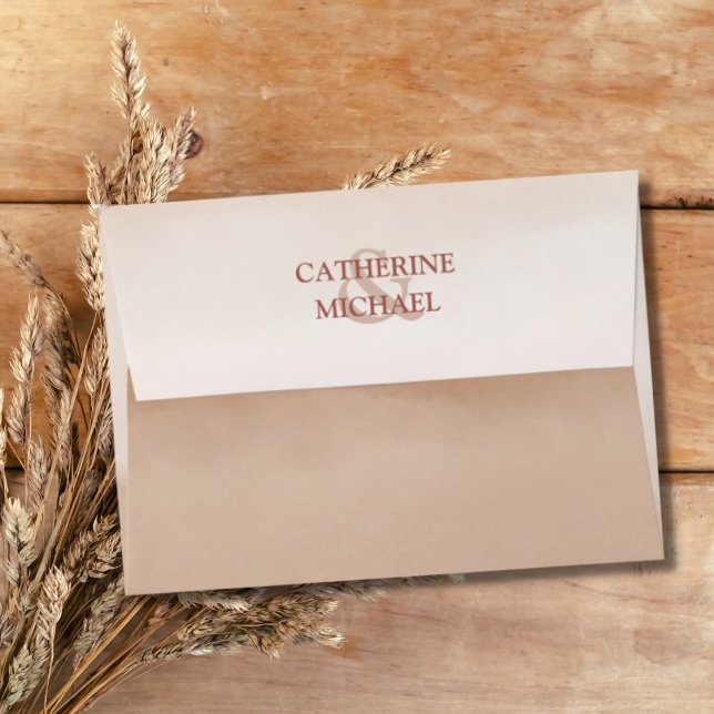 Pampas Grass Floral Terracotta Boho Chic Wedding Envelope (Creator Uploaded)