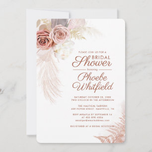 Pampas Grass Floral Terracotta Bridal Shower Invitation
