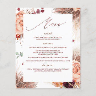 Pampas Grass Floral Terracotta Menu