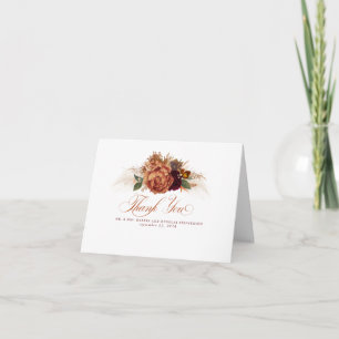 Pampas Grass Floral Terracotta Wedding Thank You Card
