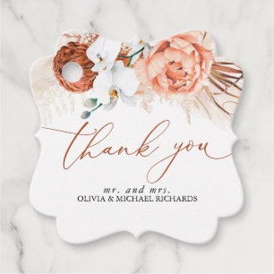 Pampas Grass Floral Terracotta Wedding Thank You Favour Tags