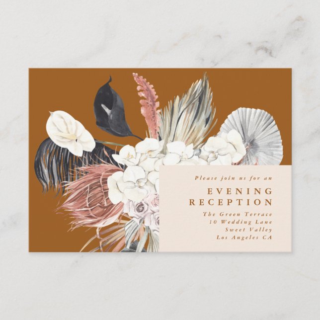 Pampas Grass Floral Tropical Jungle Reception Card (Front)