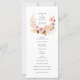 Pampas Grass Floral watercolor Wedding Program