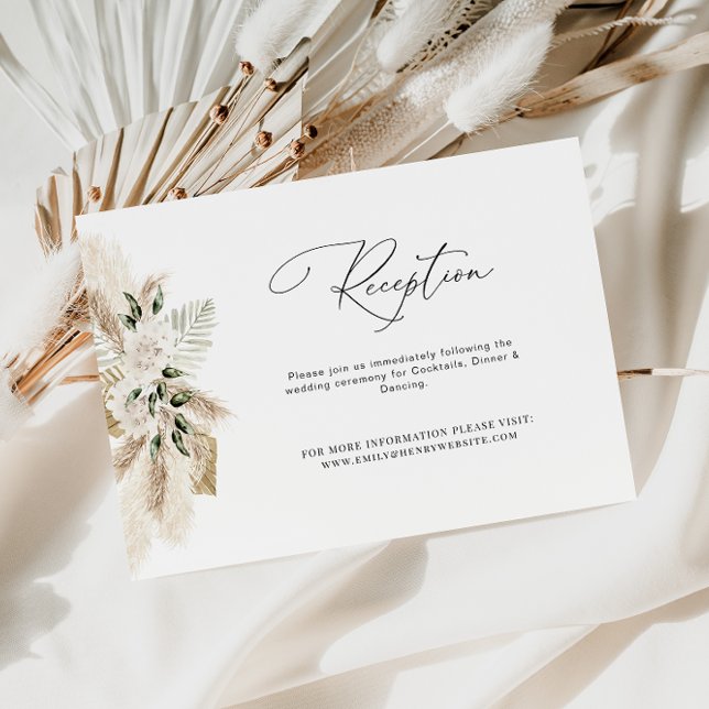 pampas grass floral wedding reception card (Creator Uploaded)