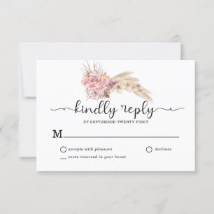 Pampas Grass Floral Wedding RSVP Card