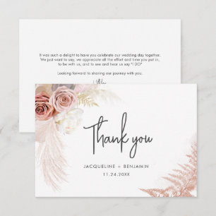 Pampas Grass Floral Wedding Thank You Card
