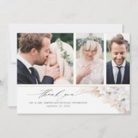 Pampas Grass Floral Wedding Thank You Photo