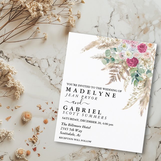 Pampas Grass Flower Pink Watercolor Boho Budget (Creator Uploaded)