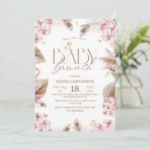 Pampas Grass Flowers Baby Brunch  Shower Invitation