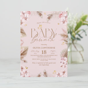 Pampas Grass Flowers Boho Baby Brunch Shower Invitation