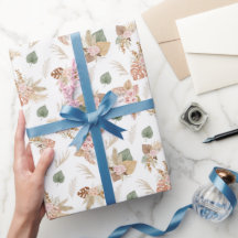 Pampas Grass & Flowers on White