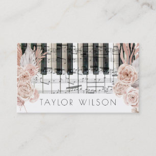 pampas grass flowers pianist music teacher business card