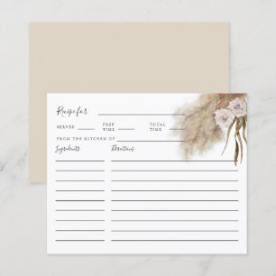 Pampas Grass Foliage Bridal Shower Recipe Card