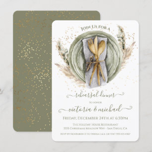 Pampas Grass foliage Wedding Rehearsal Dinner Invitation