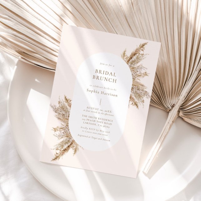 Pampas Grass Frame Beige Bridal Shower Invitation (Creator Uploaded)