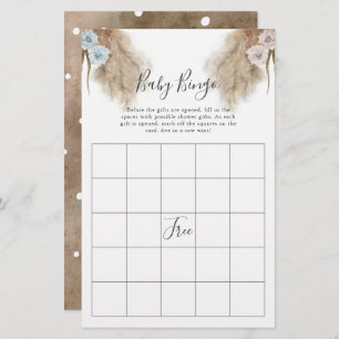 Pampas Grass Gender Reveal Party Baby Bingo Game