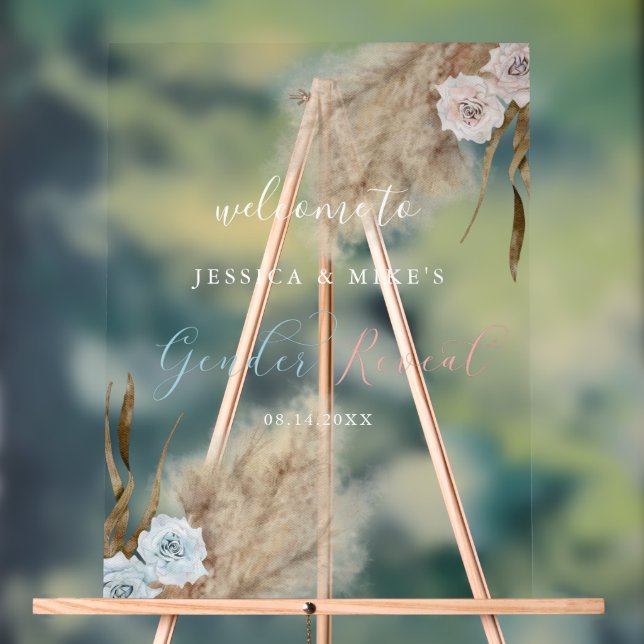 Pampas Grass Gender Reveal Party Sign (Neutral)