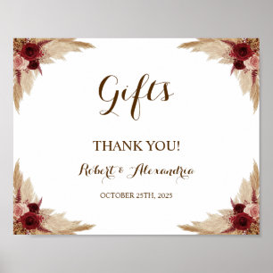 Pampas Grass Gifts Bridal Shower Wedding Poster