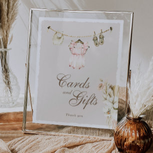 Pampas Grass Girl Clothesline Cards Baby Shower Poster
