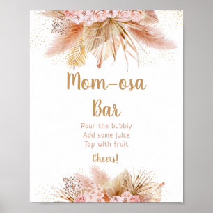 Pampas Grass Gold Floral Baby Shower Mimosa Bar Poster