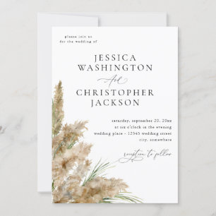 Pampas Grass & Greenery Wedding Invitation