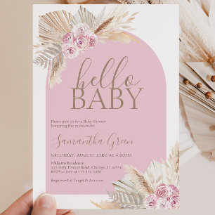 Pampas Grass Hello Baby Baby Shower Invitation
