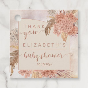 Pampas Grass Hydrangeas Baby Shower Thank You Fa Favour Tags