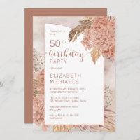 Pampas Grass Hydrangeas Blooms 50th Birthday Party