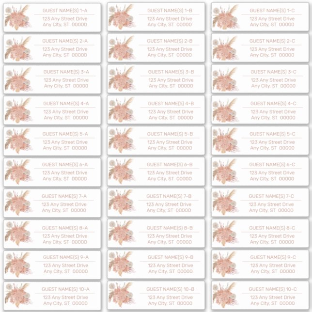 Pampas Grass | Hydrangeas Guest Address List (Front)