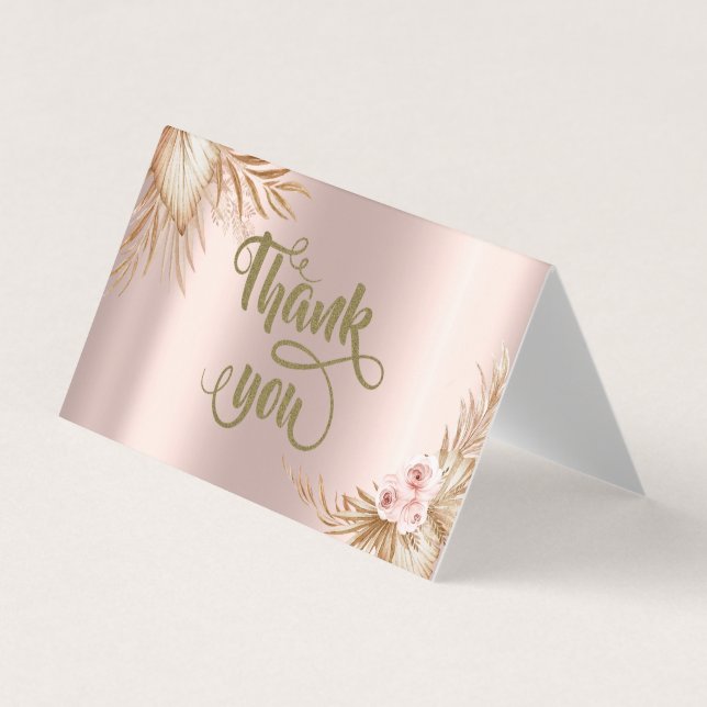 Pampas Grass Luxury Rose Gold Business Card (Front)