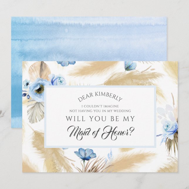 Pampas Grass Maid of Honour / Bridesmaid Proposal Invitation (Front/Back)