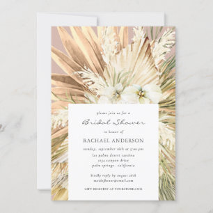 Pampas Grass Modern Boho Bridal Wedding Shower Invitation