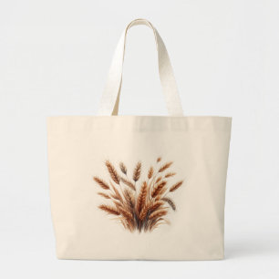 Pampas Grass Modern Boho Floral for Autumn & Fall  Large Tote Bag