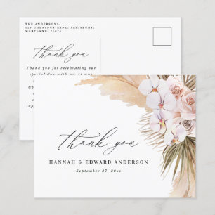 Pampas grass modern botanical bohemian wedding pos postcard