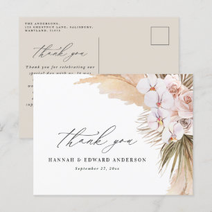 Pampas grass modern botanical bohemian wedding postcard