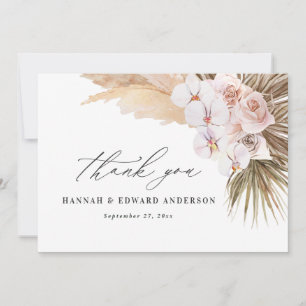 Pampas grass modern botanical bohemian wedding tha invitation