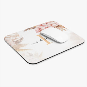 Pampas Grass Monogram Initial Name Script Mouse Mat