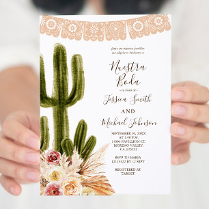 Pampas Grass Muted Tones Nuestra Boda Invitation