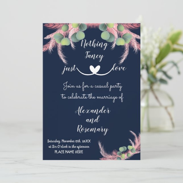 Pampas Grass  Nothing Fancy just Love Elope Invitation (Standing Front)