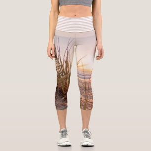 pampas grass on Sand capri leggings
