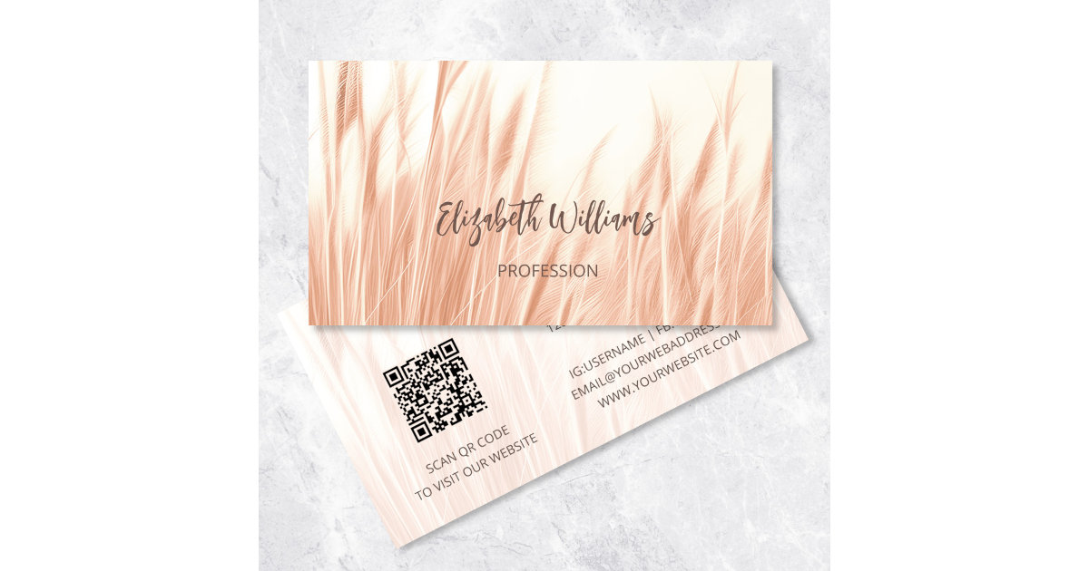 Pampas Grass Photo QR Code Business Card Zazzle