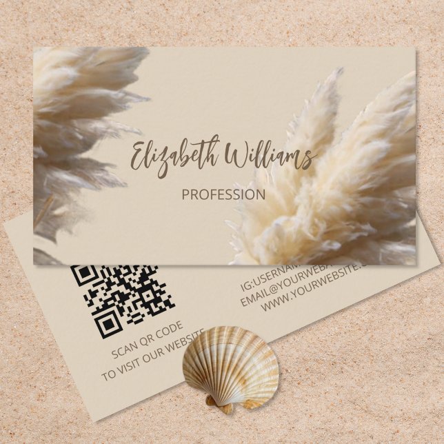 Pampas Grass Photo Realistic | QR Code Business Card (Creator Uploaded)