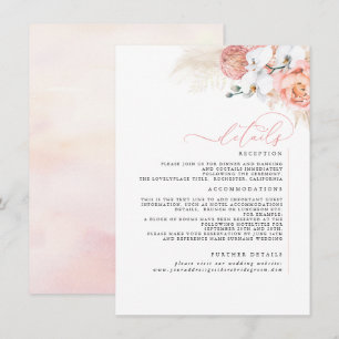 Pampas Grass Pink Blush Wedding Details Enclosure Card